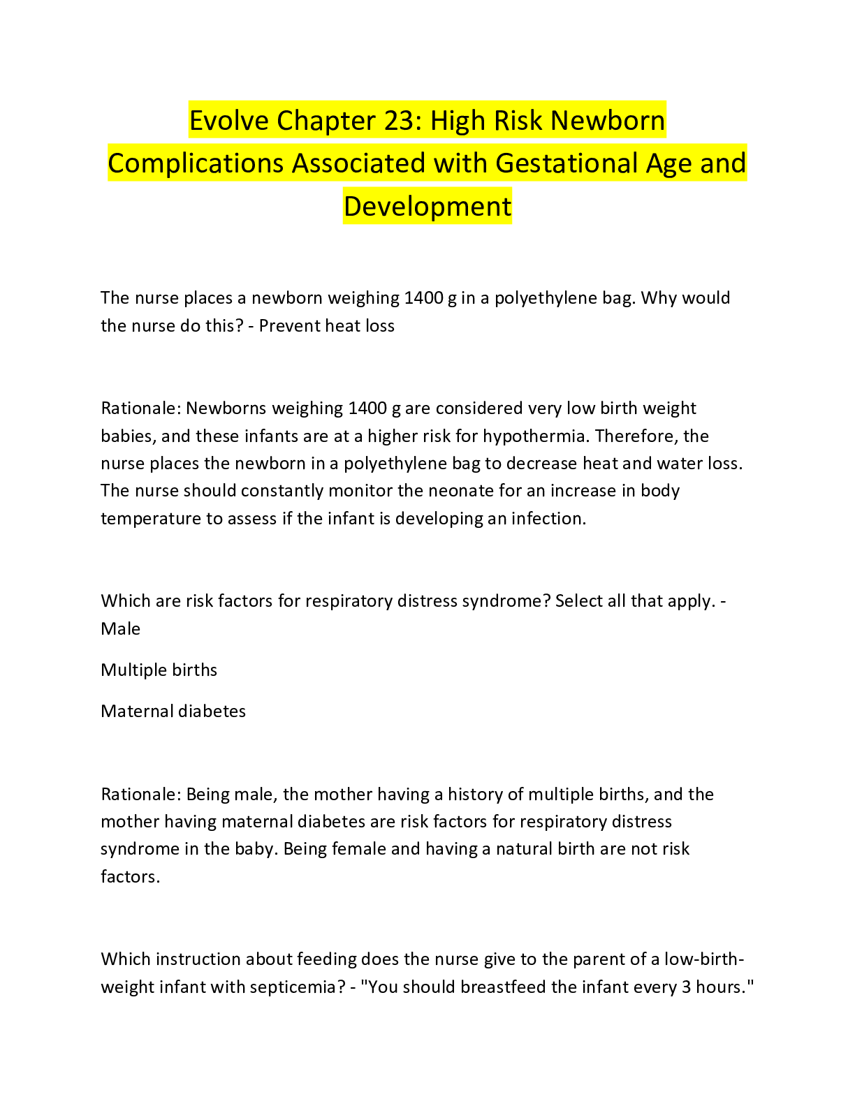 Preview image for Evolve Chapter 23: High Risk Newborn  Complications Associated with Gestational Age and  Development